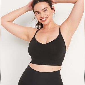 Old Navy Light Support Seamless Convertible Racerback Sports Bra Black FP1069
